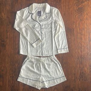 White Women’s Pajama set with Black Trim Size Small